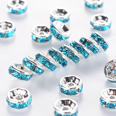 Brass Grade A Rhinestone Spacer Beads RSB034NF-13-1