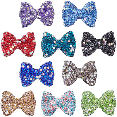 10Pcs 10 Colors Handmade Rhinestone Clay Pave Beads CLAY-PA0001-37-1