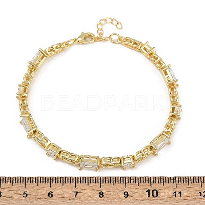 Brass Micro Pave Clear Cubic Zirconia Link Bracelets for Women BJEW-F504-06G-1