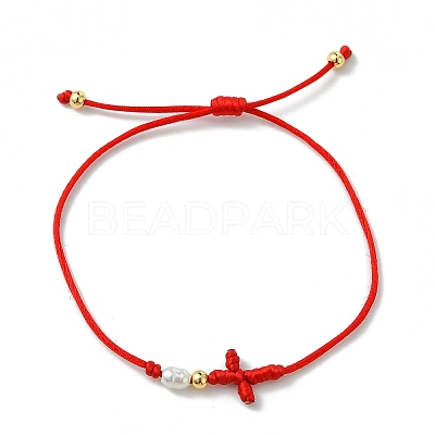 Rack Plating Brass & Natural Cultured Freshwater Pearl Beads Braided Bead Bracelets BJEW-JB13768-1