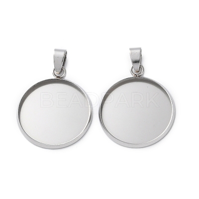 304 Stainless Steel Pendant Cabochon Settings STAS-L282-010P-08-1