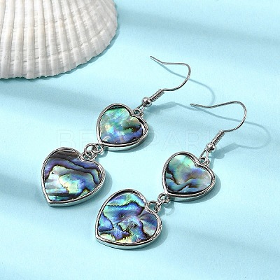 Brass Natural Abalone Shell Dangle Earrings EJEW-F388-01B-P-1