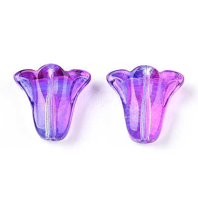 Spray Painted Transparent Glass Beads GLAA-D006-20B-1