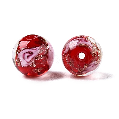 Luminous Handmade Gold Sand Lampwork Beads LAMP-T021-8mm-03V-1