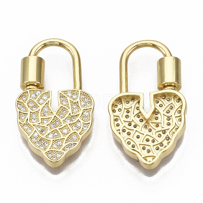 Brass Micro Pave Clear Cubic Zirconia Screw Carabiner Lock Charm ZIRC-T014-009-NF-1