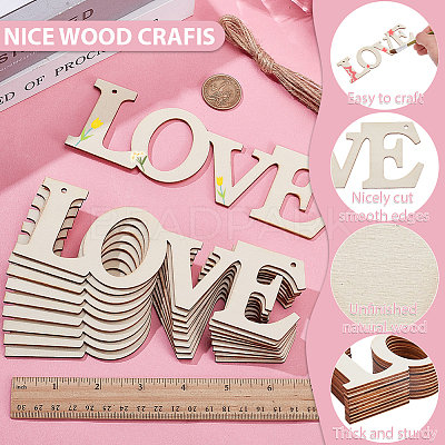 10Pcs DIY Mother's Day Unfinished Wood Word Love Pendants DIY-SP0006-79-1