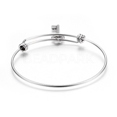 Tarnish Resistant 304 Stainless Steel Charm Bangles BJEW-F357-02P-1