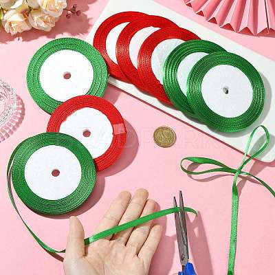 8Rolls 2 Colors Single Face Satin Ribbon OCOR-FS0001-09-1