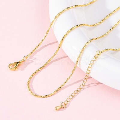 Brass Twisted Boston Link Chains Necklaces for Women NJEW-D302-60G-1