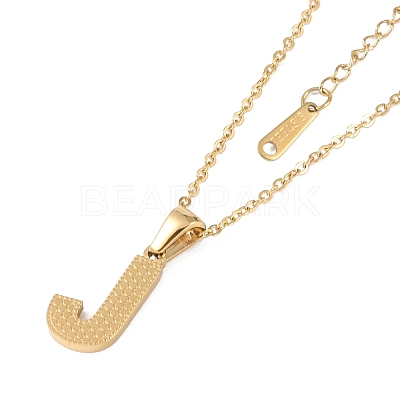 Ion Plating(IP) Initial Letter 304 Stainless Steel Pendant Necklaces NJEW-M199-01G-J-1