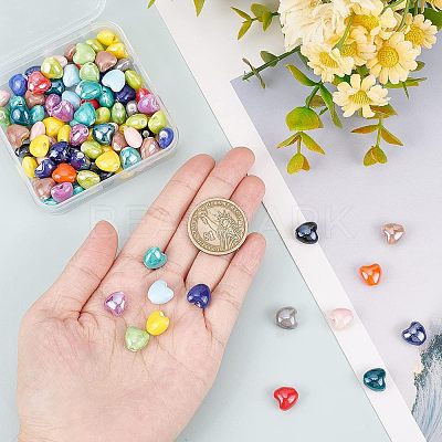 100Pcs Glazed Porcelain Beads FIND-FH0005-07-1