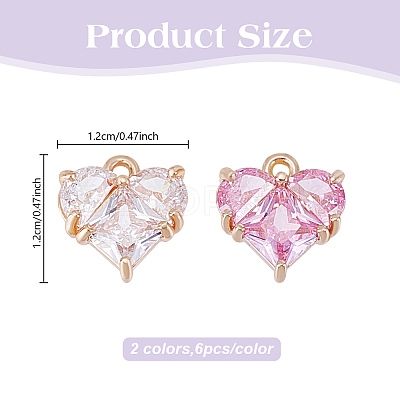 12Pcs 2 Colors Brass Charms KK-HY0004-08-1