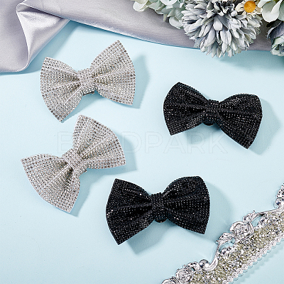 4Pcs 2 Colors Bowknot Detachable Rhinestone Shoe Buckle Clips FIND-GO0002-31-1