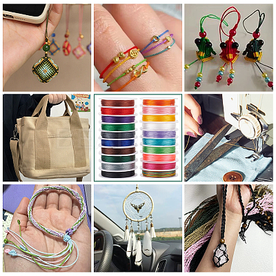 20 Rolls 20 Colors Round Polyester Cord OCOR-PH0004-83B-1
