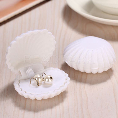 Shell Shaped Velvet Jewelry Storage Boxes AJEW-CL0004-90B-1