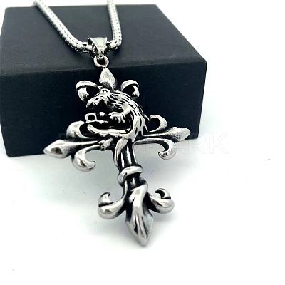 Vintage Gothic Cross Tengu Pendant 304 Stainless Steel Necklaces MY8388-1