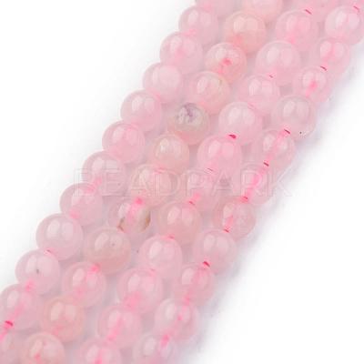 Natural Rose Quartz Round Beads Strands G-P072-05-4mm-1