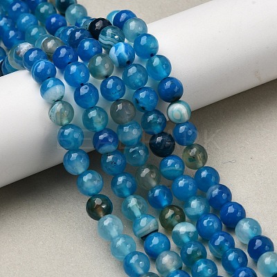 Natural Striped Agate/Banded Agate Beads G-J371-01-8mm-1