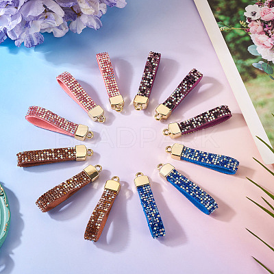 12Pcs 4 Colors Alloy Rhinestone Keychain Findings FIND-BT0001-38A-1