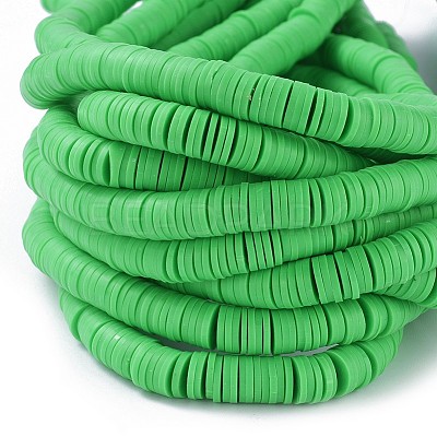 Flat Round Handmade Polymer Clay Beads CLAY-R067-8.0mm-08-1