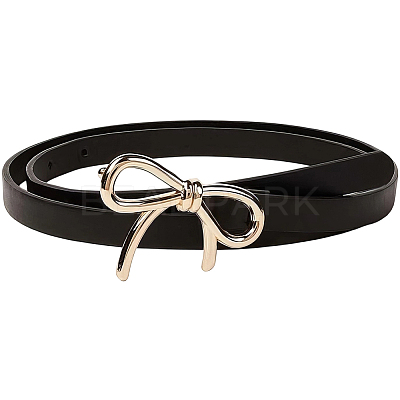 Alloy Bowknot PU Leather Chain Belts for Women AJEW-WH20019-67G-01-1