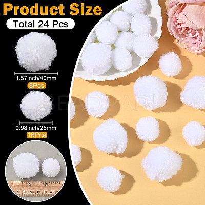 24Pcs 2 Styles Wool Soft Pompom Ball DIY-SC0031-39-1