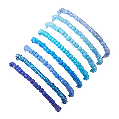 8Pcs Glass Seed Beads & Lampwork Beaded Stretch Bracelets for Women BJEW-MZ00263-1