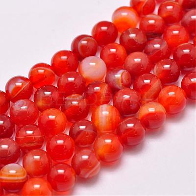 Natural Striped Agate/Banded Agate Bead Strands G-G962-6mm-14-1
