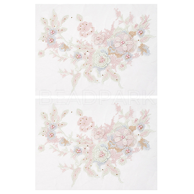 3D Flower Beading Polyster Embroidery Ornaments Accessories DIY-WH0622-001A-1
