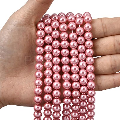Eco-Friendly Glass Pearl Beads Strands HY-A008-8mm-RB109-1