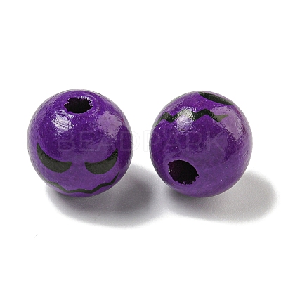 Printed Wood European Beads WOOD-G022-08A-07-1