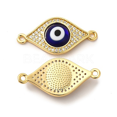 Rack Plating Real 18K Gold Plated Brass Micro Pave Clear Cubic Zirconia Connector Charms ZIRC-L102-02G-04-1