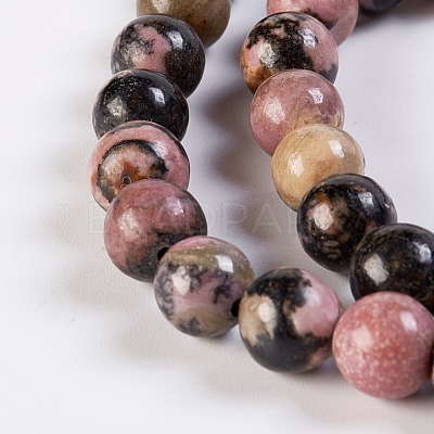 Natural Rhodonite Beads Strands G-K254-04-8mm-1
