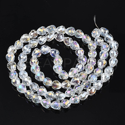 Electroplate Transparent Glass Beads Strands EGLA-N002-26-C03-1