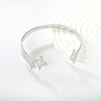 304 Stainless Steel Open Cuff Bangles WGD4AB0-01-1