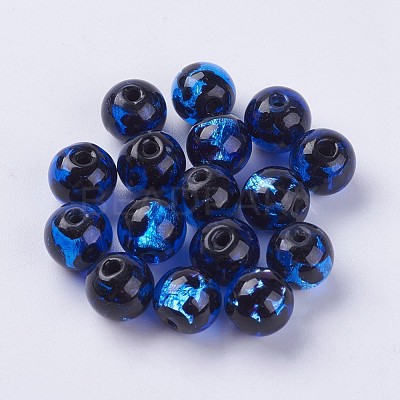Handmade Silver Foil Lampwork Beads LAMP-J089-Q07-1