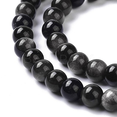 Natural Silver Obsidian Beads Strands X-G-D083-01D-1