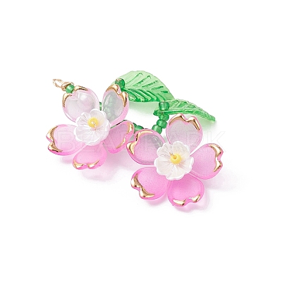 Glass Seed Beaded Flower Pendants PALLOY-MZ00989-1