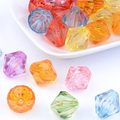 Faceted Bicone Transparent Acrylic Beads DBB18MM-1