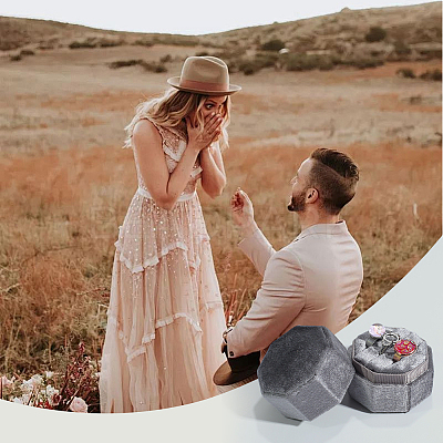 Velvet Cover Plastic Couple Ring Box VBOX-WH20003-001D-1