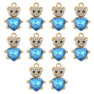 10Pcs Alloy Glass Pendants GLAA-YW0005-41G-02-1