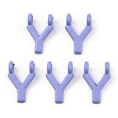 Rack Plating Spray Painted Alloy 2-Loop Link Pendants PALLOY-N176-01Y-1