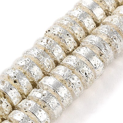 Electroplated Natural Lava Rock Beads Strands G-I360-A04-04-1