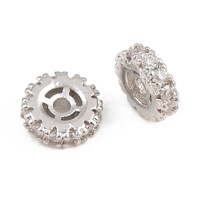 Brass Micro Pave Clear Cubic Zirconia Beads CU-CBAF71E-02P-1