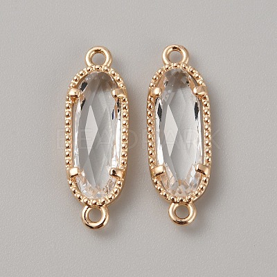 Golden Plated Brass Pave Glass Connector Charms FIND-WH0110-728G-11-1