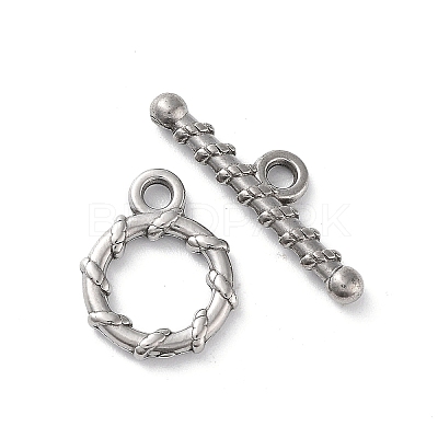 Non-Tarnish 304 Stainless Steel Ring Toggle Clasps STAS-A092-09D-P-1