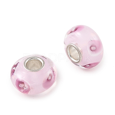 Lampwork & Brass Core European Beads LAMP-P019-01P-18-1