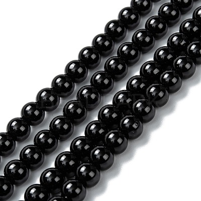 Natural Black Onyx Beads Strands G-Z024-02C-1