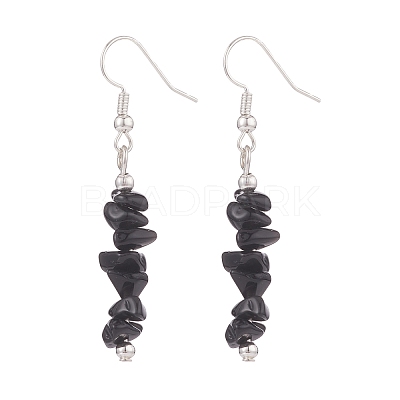 Natural Obsidian Chips Beaded Jewelry Set SJEW-JS01232-01-1