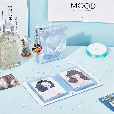 2 Books 2 Colors 3 Inch PVC Mini Love Heart Hollow Photocard Holder Book AJEW-CP0005-36-1